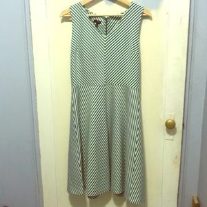 ☀️ 5/$25 Talbots green stripe flare v neck dress